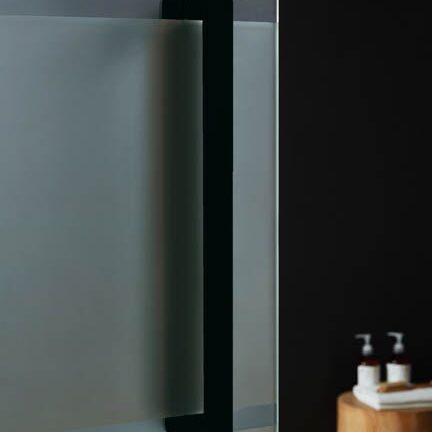 puerta de paso cromo detalle negro